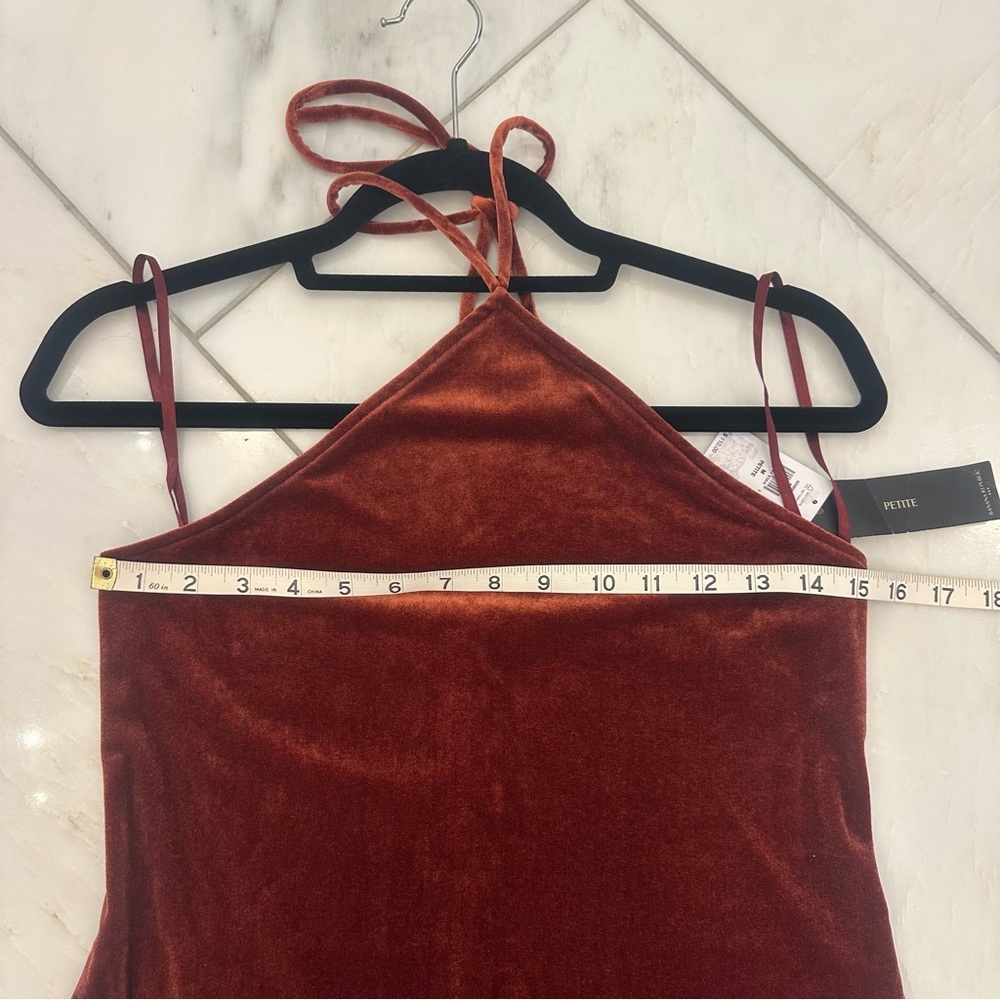 Banana Republic Copper Velvet Halter Dress petite medium - Picture 14 of 16